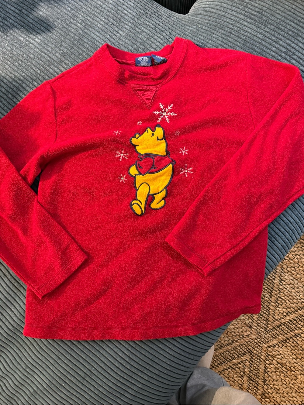 Disney Red Crewneck Sweater with Yellow Winnie the Pooh Motif